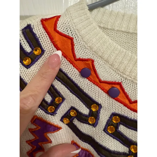 Vintage 90s Embroidered Yoke Short Sleeve Sweater‎ Cream Ramie Cotton Medium - Image 6