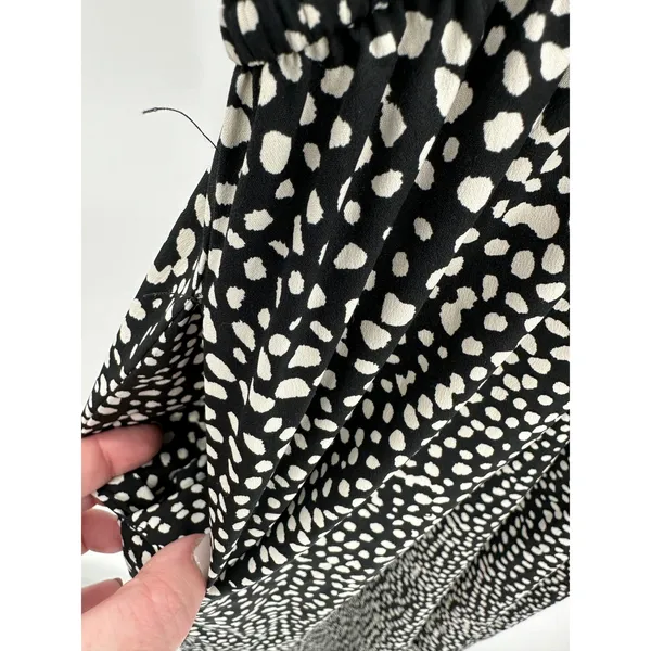 Bar‎ III Jumpsuit Women SMALL Black Cream Polka Dot Sleeveless Pockets Romper - Image 6