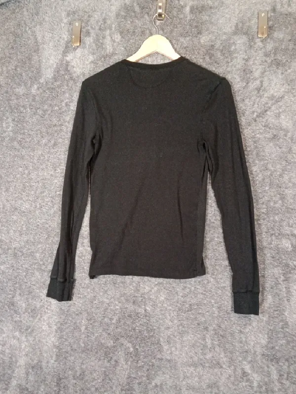 Ralph Lauren Sport Black Ribbed Button Henley Top Speckle Womens Large - Image 5