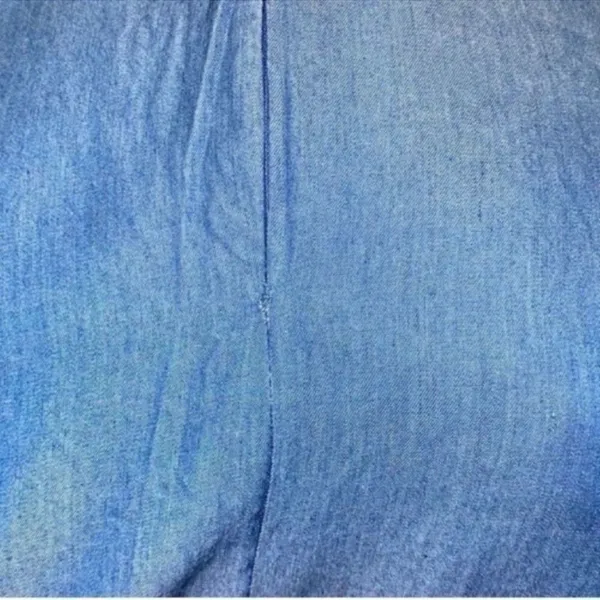 Zara Asymmetrical Ruffle Puff Sleeve Denim Dress (Size XS) - Image 3