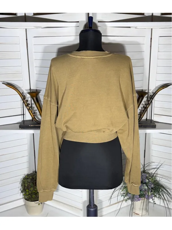 Ford Motor Bronco cropped sweatshirt brown cotton cowgirl western country rodeo - Image 2
