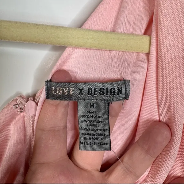 Love x Design One Shoulder Ruched‎ Pink Midi Dress Size Medium - Image 7