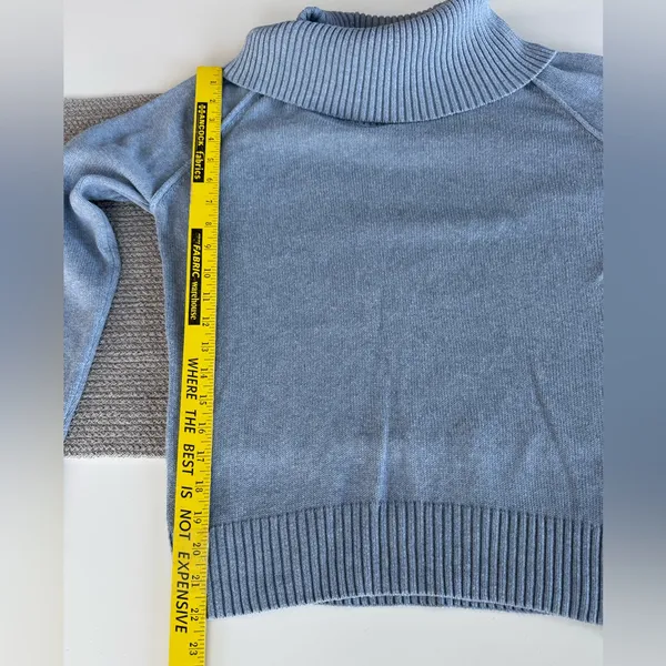 Jeanne Pierre Light Blue Cowl Neck Cotton Sweater Size Medium - Image 7