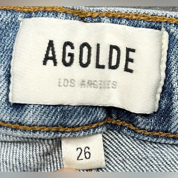 Agolde Size 26 A093D-3002 Nico High Rise Slim Button Fly Frayed Bottoms Jeans - Image 3