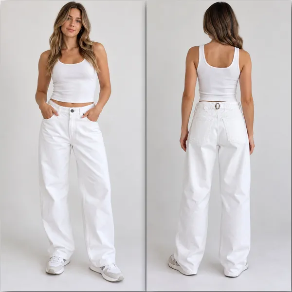 NEW BDG Urban Outfitters Ivory Logan Boyfriend Mid Rise Loose Cinched Jeans - Image 2