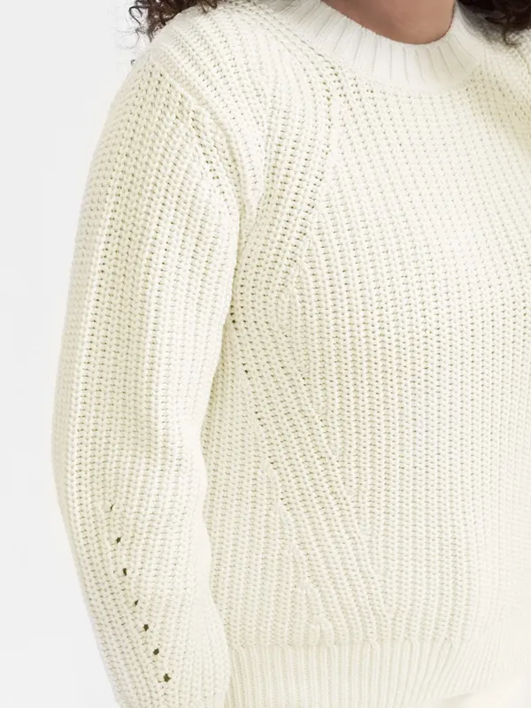 Everlane The Texture Cotton Crewneck Knit‎ Sweater Jumper Cream size Small - Image 2
