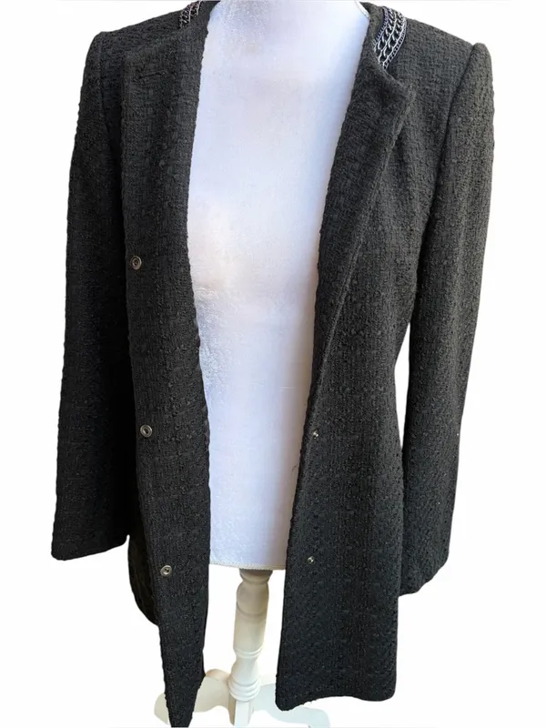 ZARA tweed overcoat Medium black - Image 3