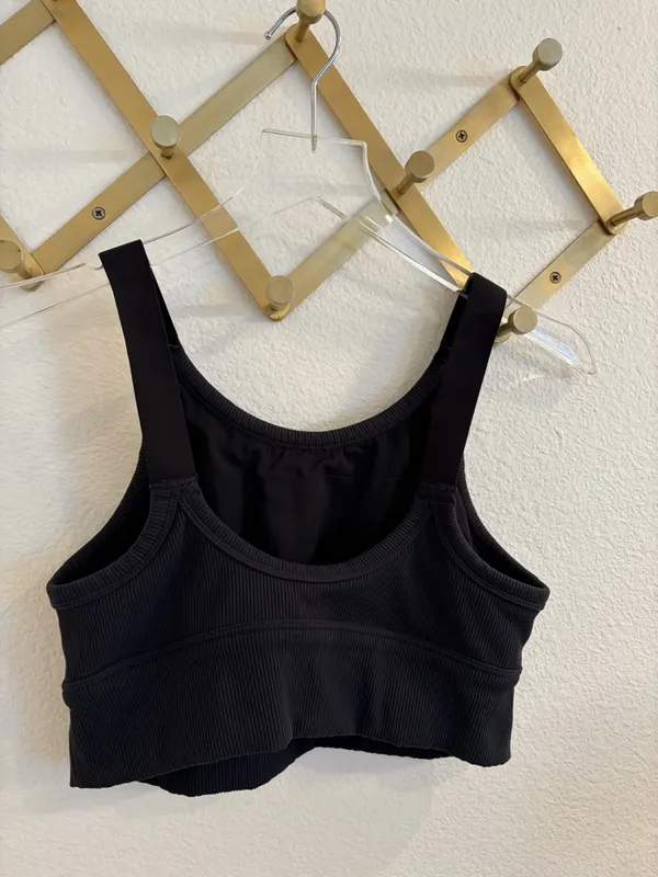 Offline By aerie Black Ribbed Sports Bra Large - Image 5