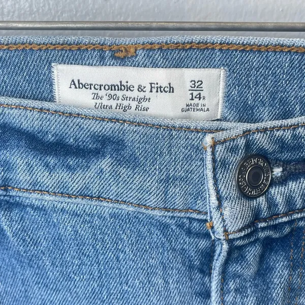 Abercrombie & Fitch The ‘90s Straight Ultra‎ High Rise Jeans Blue Size 32/14R - Image 5