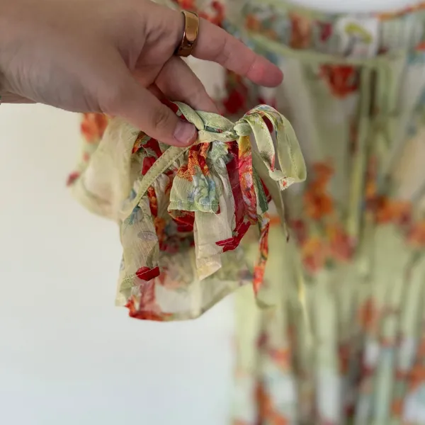 Anthropologie Fig and Flower Women's Boho Floral Print Tiered Maxi‎ Dress Sz S - Image 6