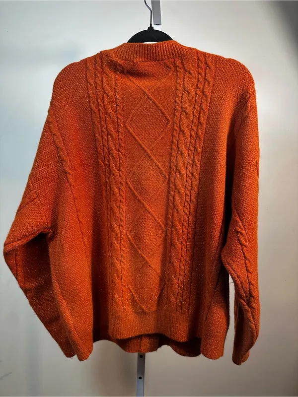 S150. Taylor Swift Rust Orange Metallic Knit Sweater - Image 5