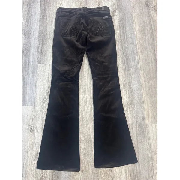 7 For All‎ Mankind A Pocket Velvet Flare Jeans Brown Low Womens Size 26 - Image 4