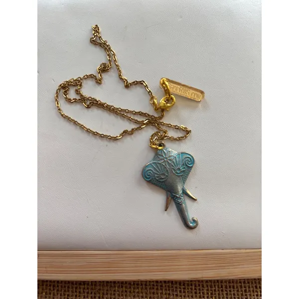 Elephant Pendant Gold Chain Necklace With Enamel Detailing & ShopRWS Tag - Image 7