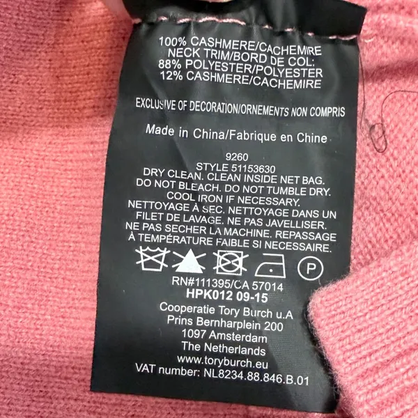 Tory Burch Pink Red Cherry Embroidered Crewneck Knit Sweater M - Image 10