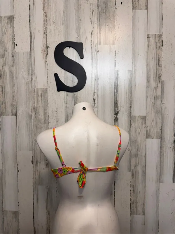 SheIn Retro Floral Underwire Demi Bikini Top Womens Small Multi Color Neon Boho - Image 4
