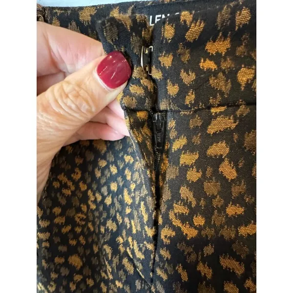 Allen Schwartz Pants Women 0 Black Brown Animal Print Split Hem Flare Trousers‎ - Image 7