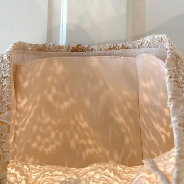 E.C. Designs Cream Lace‎ Tank Top Sleeveless Square Neck Lined USA Made XL - Image 3