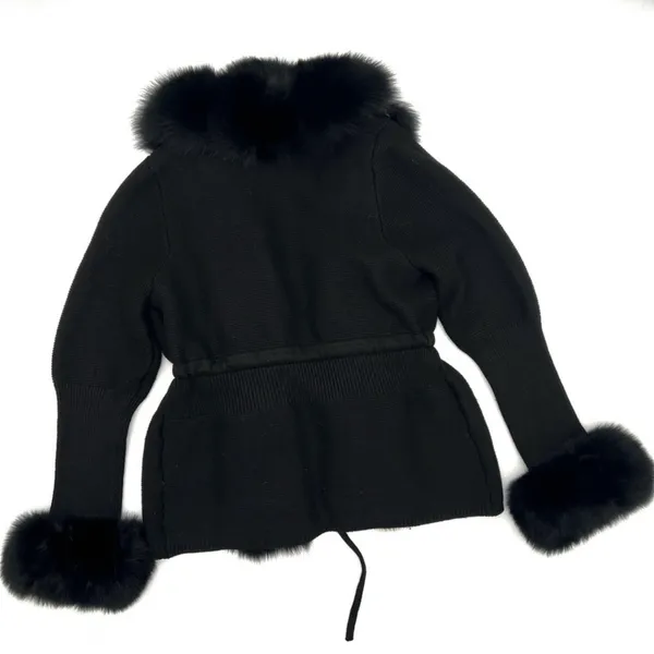 Real fox fur cardigan genuine fur collar trench coat parka jacket wool cape blazer - Image 16