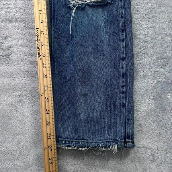 We The Free People Jeans Womens 29 Distressed Blue Denim Mid Rise Tapered Casual - Image 11