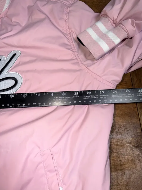 Team Crumbl Pink‎ Black Reversible Varsity Jacket Pink Size L - Image 6