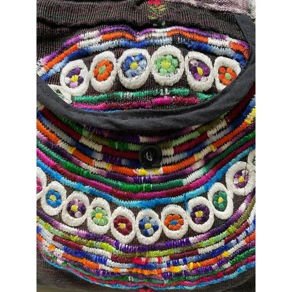 Handmade Metallic Embroidered Festival Bucket Shoulder Bag - Image 6