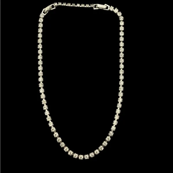 Vintage Estate Silver Clear Rhinestones Necklace Classic Formal - Image 3