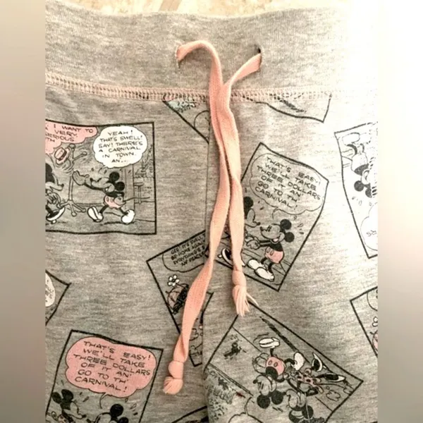 Disney Sleepwear Mickey‎ & Minnie Grey & Pink Sweatpants Women’s Size Large - Image 3