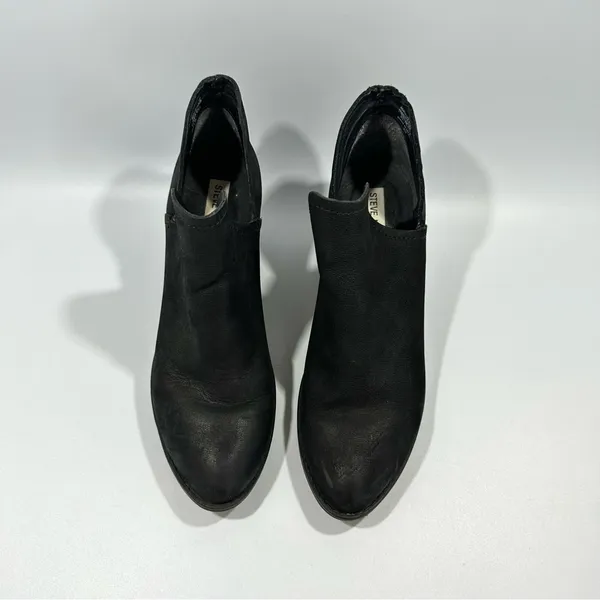Steve Madden Adelphie Black Distressed Nubuck Leather Booties 8.5 M Boho Grunge - Image 8