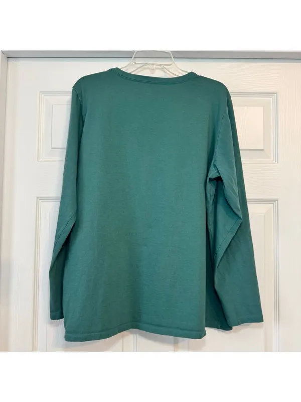 Life is Good Green Cat Christmas Lights Long Sleeve Crusher Tee XL - Image 2