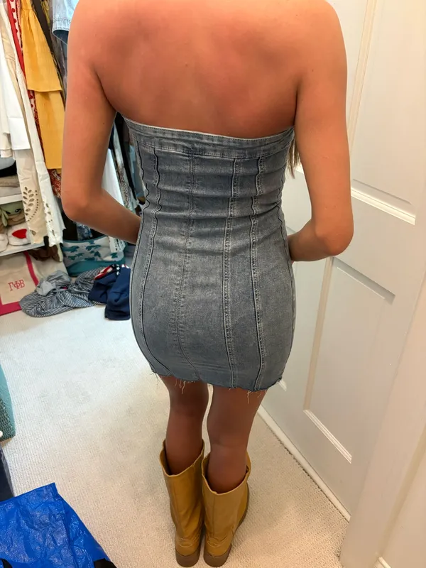 Princess Polly strapless denim mini dress - Image 3