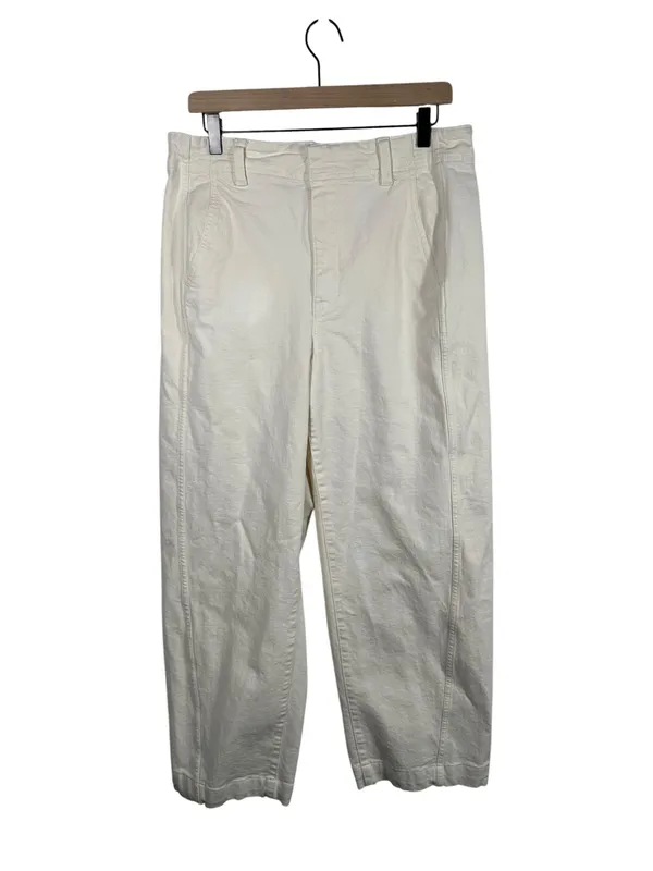 Madewell‎ Tapered Denim Trousers 32 Vintage Ivory High Rise Jeans NS363 $148 - Image 3