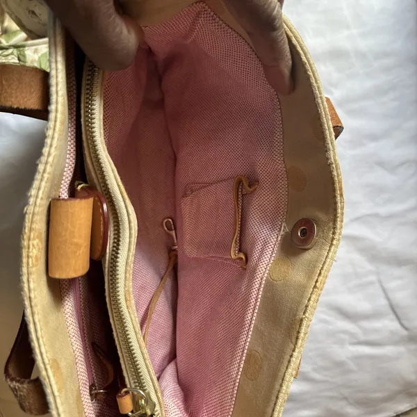 Dooney & Bourke Tan Polka Dot Tote Gold Hardware Bag Charm 12 x 10 x 4 - Image 14