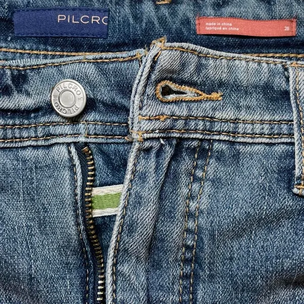 Pilcro Anthropologie Distressed Slim Boyfriend with Patchwork Side Trim Jeans 28 - Image 5