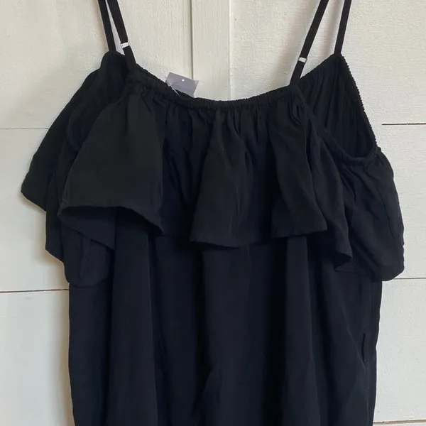 Gap Button Front Ruffle Cami True Black‎ Sleeveless Midi Dress No Belt - S NWT - Image 11