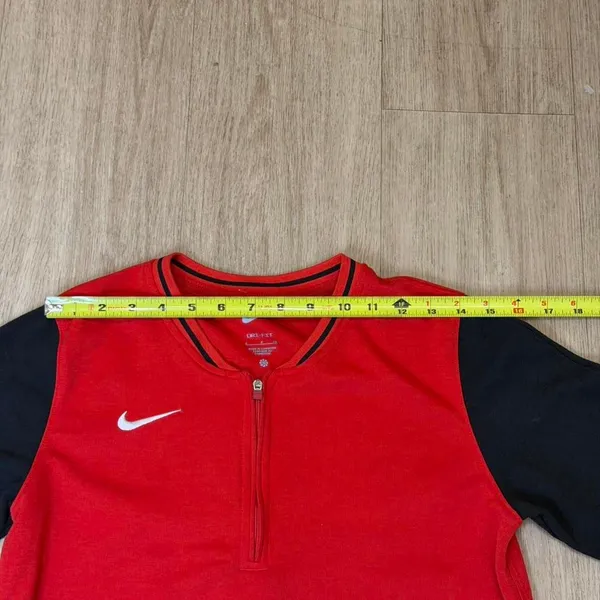 Nike Dri-FIT quarter-zip pullover in red and black. Size S - Image 3
