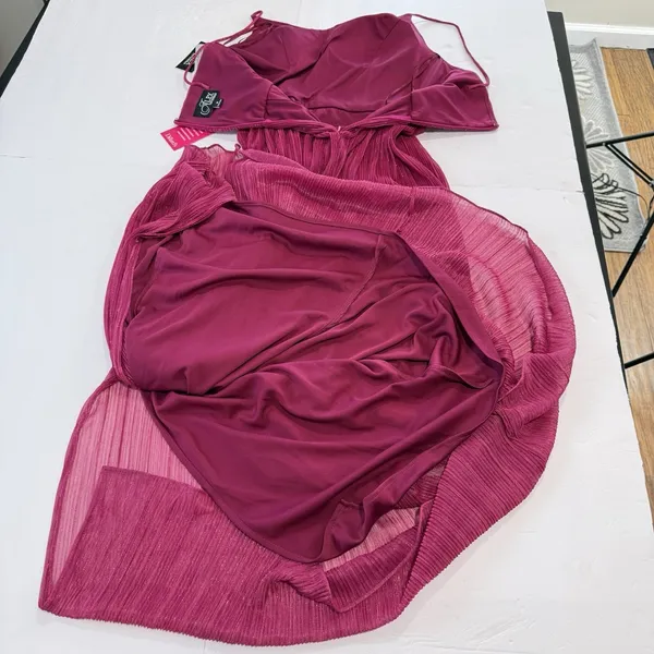 NWT Alex Evenings Fuchsia Pink Shimmer‎ Sleeveless Maxi Gown Dress Size 10 - Image 7
