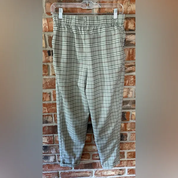 Full Tilt Black and Cream cuffed Plaid Trouser Pants - Image 2