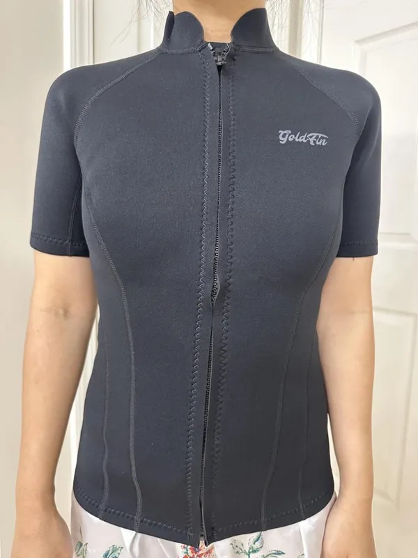 GoldFin Women Wetsuit Top Short Sleeve Swim Jacket Neoprene 2mm MEDIUM - Image 8