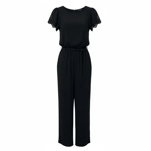 Express Classic Black Jumpsuit with Lace Sleeves - Image 2