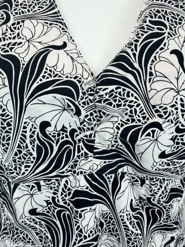 Tommy Hilfiger Women Size 12 Halter Dress Black White Floral Cotton Midi‎ - Image 8