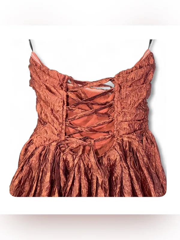 Lulus Women’s Sleeveless Analeia Rust Jacquard Lace-Up Midi Dress Size Medium - Image 15