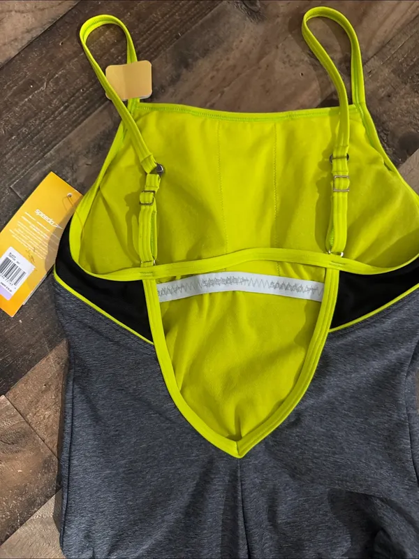 Speedo Gray & Neon Yellow One Piece Swimsuit - Image 2