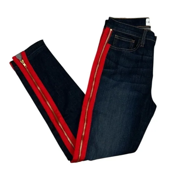 Etienne Marcel Red Zipper Skinny Ankle Length Jeans(Size 29) - Image 2
