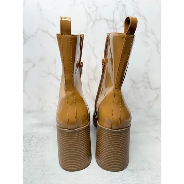 BP‎ Boots Womens Size 10 Brown Platform Block Heel Ankle Booties Side Zip - Image 6