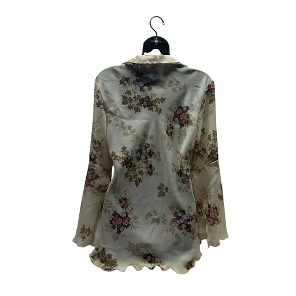 Vintage Floral Belle Sleeved Chiffon Sheer V-Neck Bohemian Blouse - Image 4