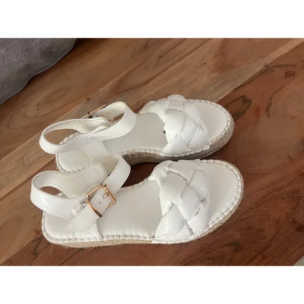 6 MaxMuxun Platform Wedge Sandals white braided strap espadrille wedge heel - Image 3