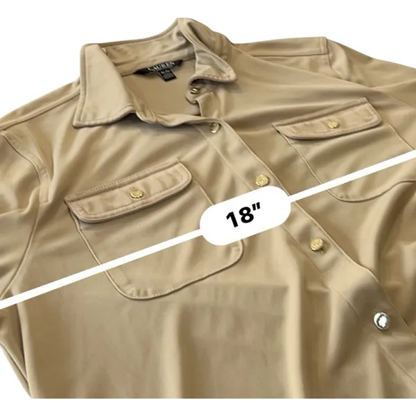 Polo Ralph Lauren Classic Utility Shirt Womens XL Tan Button Down Workshirt - Image 9