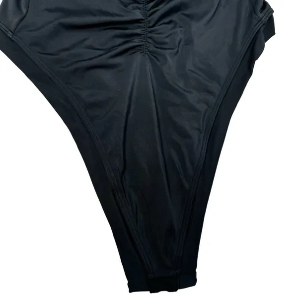 We Are‎ HAH Size S Pull Thru 1 Piece Bodysuit Swimsuit Black Cheeky Halter NEW - Image 6