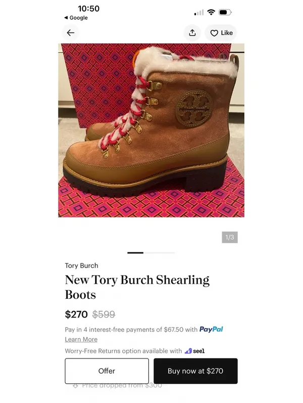 Tory Burch Shearling-Lined Brown Suede Hiking Boots with Red Laces Sz 8.5 - Image 9