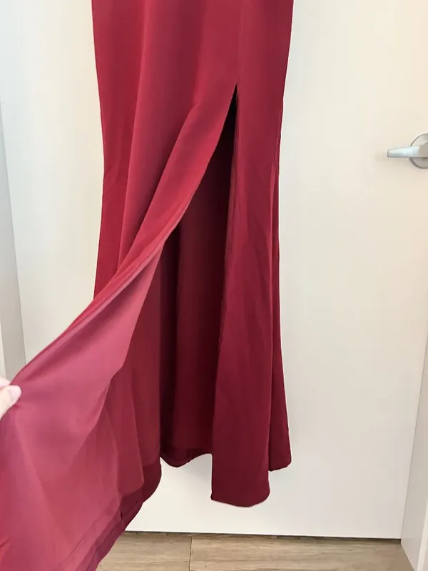 Lulus Eloquent Ease Burgundy Sleeveless Mermaid Maxi Dress Prom Party Size M - Image 5